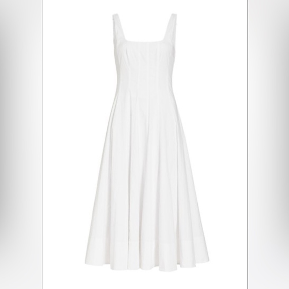 Staud
Wells Cotton Poplin A-Line Midi-Dress - White